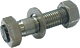 Hexagonal screw with breaking point, nut and washer